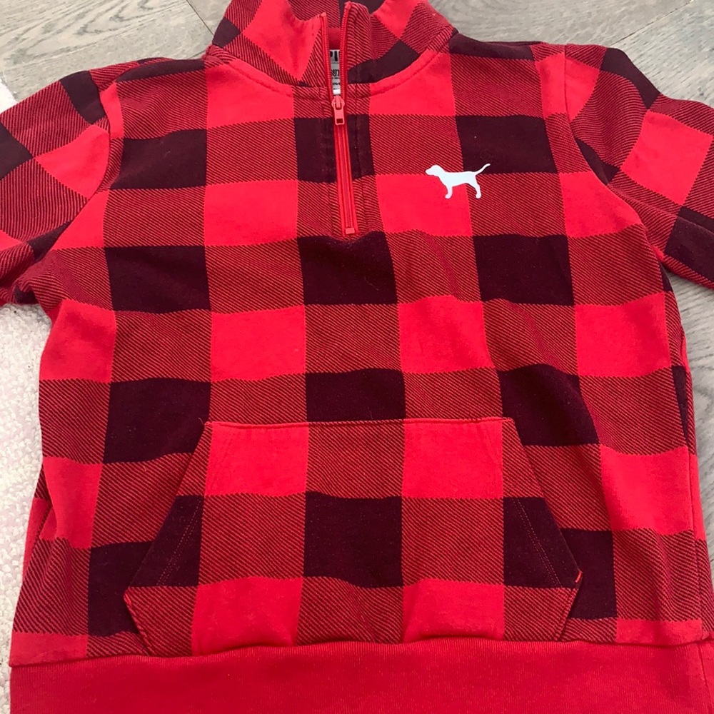 Red and black checkered cotton sweater. Victoria’s Secret/Pink in a size S/P.
